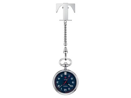 Tissot T-Pocket Taschenuhr Infirmières Quarz Edelstahl 30,1mm blaues Zifferblatt – Taschenuhren Quarz Taschenuhr aus Edelstahl. Das Gehäuse ist rund und silber. Das Armband ist silber. Das Zifferblatt ist arabisch und blau.