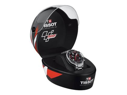 Tissot T-Race MotoGP                2022 Chronograph Limited Edition  Quarz – Herrenuhren Chronograph aus Edelstahl und PVD beschichtet. Das Gehäuse ist rund und silber. Das Edelstahlarmband ist silber. Das Zifferblatt ist arabisch Index und schwarz. – Ansicht 5