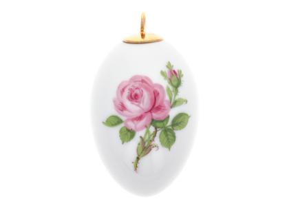 Meissen Osterei aus Porzellan mit Motiv Rose – Porzellanwaren Porzellandekoration in weiß und aus Porzellan.