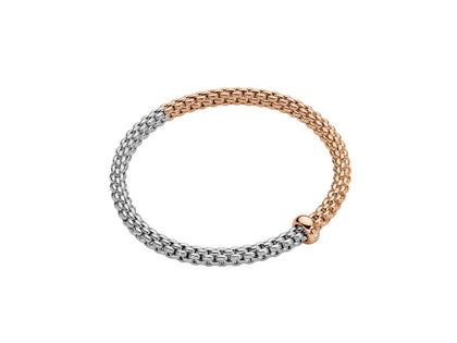 Fope Solo Flex'It Armband zweifarbig Weißgold / Roségold mit Brillant 0,01ct M flexibel – Armschmuck Armband aus 750 Weißgold/Rotgold.