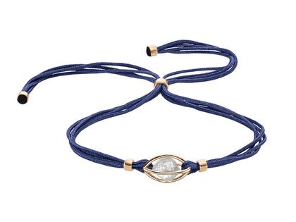 Leo Wittwer Rough Cut Mini 750/- Roségold mit ungeschliffenen Diamant blau Paracord – Armschmuck Armband in blau und aus 750 Rotgold.