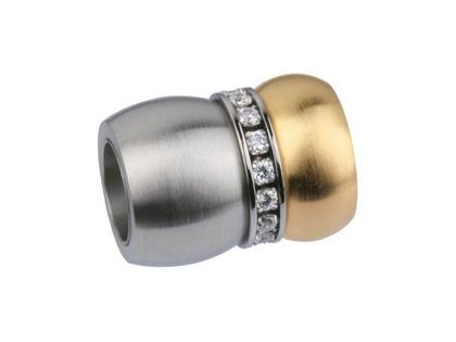 Ernstes Design AN250 Anhänger mit Zirkonia – Anhänger Anhänger mit Besatz aus Edelstahl und und vergoldet.