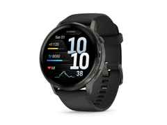 Garmin Venu 4 Quarz Edelstahl und Polymer Schiefergrau 45mm digitales Zifferblatt schwarzes Silikonband – Herrenuhren Uhr Multifunktion aus Edelstahl, Faserverstärktes Polymer und PVD beschichtet. Das Gehäuse ist rund und anthrazit. Das Kautschuk / Kunststoff / Silikon Armband ist schwarz. Das Zifferblatt ist digital und schwarz. – Ansicht 2