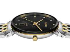 Rado Florence Classic Diamonds Quarz Edelstahl 38 mm schwarz Edelstahlband bicolor – Herrenuhren Uhr mit Datum aus Edelstahl und PVD beschichtet. Das Gehäuse ist rund und silber-gelbgold. Das Edelstahlarmband ist silber-gelbgold. Das Zifferblatt ist ein Index in schwarz. – Ansicht 3