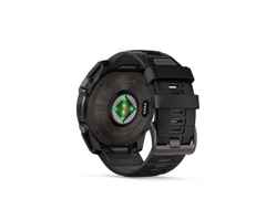 Garmin fenix 8 51mm Sapphire Solar faserverstärktes Polymer Titan carbongrau beschichtet schwarzes Kautschukband – Herrenuhren Uhr Multifunktion aus DLC beschichtet, Kautschuk und Titan. Das Gehäuse ist rund und grau. Das Kautschuk / Kunststoff / Silikon Armband ist schwarz. Das Zifferblatt ist digital und schwarz. – Ansicht 6
