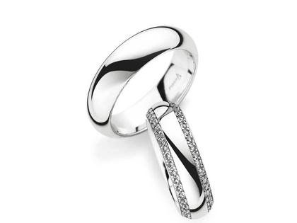 Christian Bauer Trauring Paar Nr.  62 Platin – Ringe Trauring mit Besatz aus 950 Platin.
