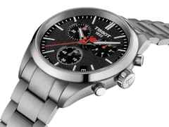 Tissot PR 100 Vuelta Chronograph Quarz Edelstahl 40mm schwarzes Zifferblatt Metallband – Herrenuhren Chronograph aus Edelstahl. Das Gehäuse ist rund und silber. Das Edelstahlarmband ist silber. Das Zifferblatt ist ein Index in schwarz. – Ansicht 4