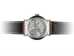 H. Moser & Cie. Heritage Centre Seconds Funky Blue Automatik Edelstahl 42mm blaues Zifferblatt braunes Lederband – Herrenuhren Uhr ohne Datum aus Edelstahl. Das Gehäuse ist rund und silber. Das Lederarmband ist braun. Das Zifferblatt ist arabisch und blau. – Ansicht 2