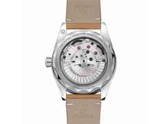 Omega Seamaster 300 Automatik Edelstahl 41mm blaues Zifferblatt braunes Lederband – Herrenuhren Uhr ohne Datum aus Aluminium und Edelstahl. Das Gehäuse ist rund und silber. Das Lederarmband ist braun. Das Zifferblatt ist arabisch Index und blau. – Ansicht 2