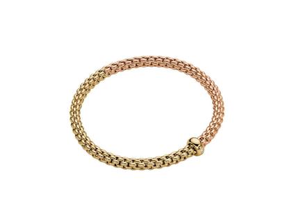 Fope Solo Flex'It Armband zweifarbig Roségold / Gelbgold M mit Brillant 0,010ct flexibel – Armschmuck Armband aus 750 Gelbgold/Rotgold.