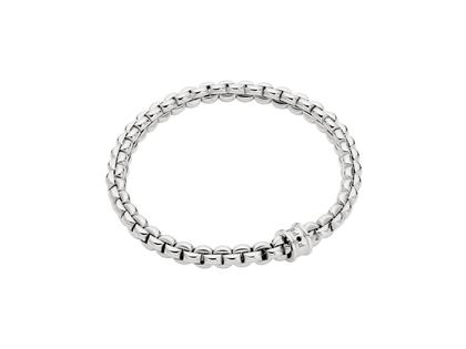 Fope Eka Flex'It Men Armband   schmal Weißgold M 1 Ronde mit Brillant 0,010ct schwarz flexibel – Armschmuck Armband aus 750 Weißgold.