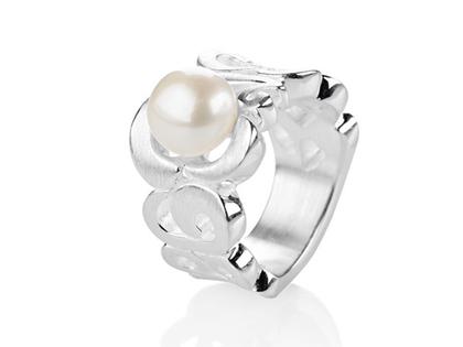 Drachenfels Design Perlentau Ring mittel silber – Ringe Ring aus 925 Silber.