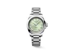 Longines Conquest Automatik Edelstahl 34mm grünes Zifferblatt Metallband – Damenuhren Uhr mit Datum aus Edelstahl. Das Gehäuse ist rund und silber. Das Edelstahlarmband ist silber. Das Zifferblatt ist ein Index in grün.