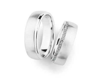 Christian Bauer Trauring Paar Nr.  60 Weißgold – Ringe Trauring mit Besatz aus 750 Weißgold.