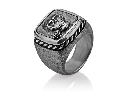 Drachenfels Design Heimathafen Ring Siegelring Totenkopf Vintage – Ringe Ring aus 925 Silber.