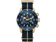 Rado Captain Cook Chronograph Automatik Bronze blau Textilband – Herrenuhren Chronograph aus Bronze, Keramik und Leder. Das Gehäuse ist rund und gelb. Das Textilarmband ist blau. Das Zifferblatt ist ein Index in blau.