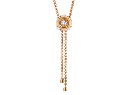 Jörg Heinz Swing Boho Y-Collier XL Roségold 80cm mit naturbraunen Brillanten 1,44ct – Halsschmuck Collierkette aus 750 Rotgold. – Ansicht 2