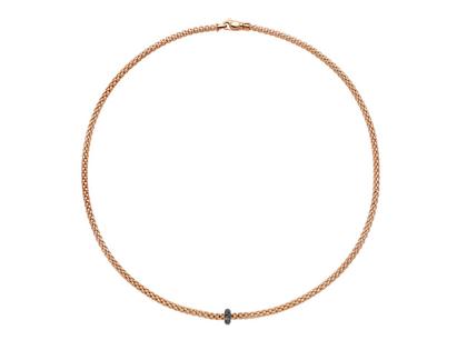 Fope Prima Flex'It Men Collier Roségold 43cm mit schwarzen Brillanten 0,200ct – Halsschmuck Collier aus 750 Rotgold, 750 Weißgold und und rhodiniert.