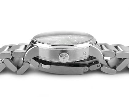 Glashütte Original PanoMaticLunar Automatik Edelstahl 40mm grün Metallband 1-90-02-13-32-70 Full Set Occasion Neu – Herrenuhren Uhr mit Datum aus Edelstahl. Das Gehäuse ist rund und silber. Das Edelstahlarmband ist silber. Das Zifferblatt ist arabisch Index und grün. – Ansicht 3