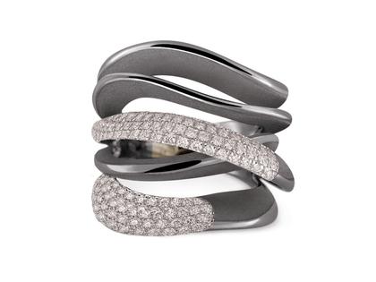Cammilli Firenze Firenze Galaxy Ring Black Lava 5reihig mit Brillanten 0,85ct – Ringe Ring mit Besatz aus 750 Weißgold.