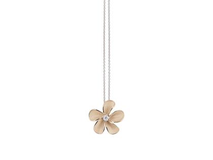 Cammilli Firenze Cherry Bloom Kette mit Anhänger Natural Beige mit Brillant 0,030ct – Halsschmuck Kette mit Anhänger aus 750 Weißgold.