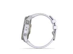 Garmin epix Pro Sapphire Titan 51 mm Kautschukband steinweiß – Herrenuhren Uhr Multifunktion aus DLC beschichtet, Kautschuk und Titan. Das Gehäuse ist rund und weiß. Das Kautschuk / Kunststoff / Silikon Armband ist weiß. Das Zifferblatt ist digital und schwarz. – Ansicht 5