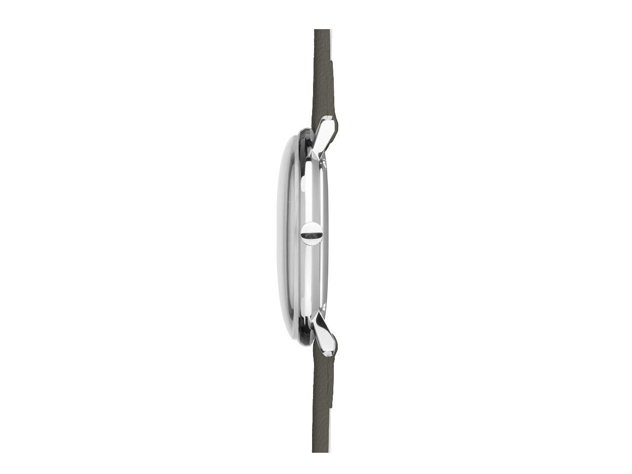 Junghans Max Bill Damen Quarz Edelstahl 32,7mm rosa Zifferblatt braunes Lederband – Damenuhren Uhr mit Datum aus Edelstahl. Das Gehäuse ist rund und silber. Das Lederarmband ist braun. Das Zifferblatt ist ein Index in rosa. – Ansicht 3