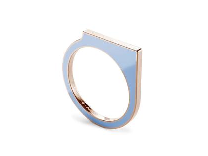 Niessing Setario Square Ring Rosewood mit hell-dunkelblauer Emaille – Ringe Ring aus 750 Weißgold.