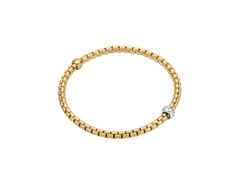 Fope Eka Tiny Flex'It Armband Gelbgold mit 1 Weißgold-Ronde und Brillanten 0,12ct flexibel – Armschmuck Armband aus 750 Gelbgold, 750 Weißgold und und .