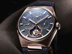 Frederique Constant Highlife Tourbillon Perpetual Calendar Manufacture Automatik Roségold 41mm blaues Zifferblatt blaues Lederband – Herrenuhren Uhr mit Kalender aus 750 Rotgold, Kautschuk und Leder. Das Gehäuse ist rund und roségold. Das Lederarmband Kroko / Alligator ist blau. Das Zifferblatt ist ein Index in blau. – Ansicht 3