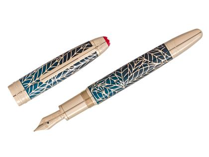 Montblanc Meisterstück Romeo & Juliet Solitaire LeGrand Füllfederhalter Blaugrün limitiert – Schreibgeräte Füllfederhalter aus 750 Gelbgold, Edellack und und vergoldet.