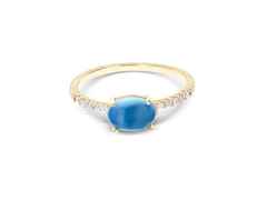 Nanis Dancing in the Rain Azure Ring Gelbgold London  Blue Topas mittel – Ringe Ring mit Besatz aus 750 Gelbgold.