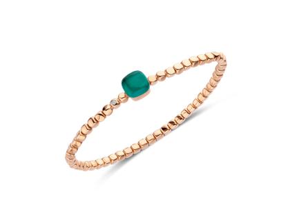 Bigli Mini Sweety "Emerald Green" Armband Roségold mit Brillant 0,020ct – Armschmuck Armband aus 750 Rotgold.