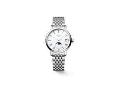 Longines Elegant Collection Quarz Edelstahl 30mm weißes Zifferblatt Metallband – Damenuhren Uhr mit Datum aus Edelstahl. Das Gehäuse ist rund und silber. Das Edelstahlarmband ist silber. Das Zifferblatt ist römisch und weiß.