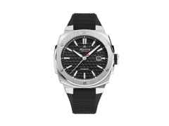 Alpina Alpiner Extreme Automatik Edelstahl 41mm schwarzes Zifferblatt schwarzes Kautschukband – Herrenuhren Uhr mit Datum aus Edelstahl. Das Gehäuse ist rund und silber. Das Kautschuk / Kunststoff / Silikon Armband ist schwarz. Das Zifferblatt ist ein Index in schwarz.