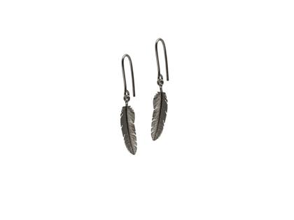 Heiring Feather Ohrhänger Klein Silber oxidiert – Ohrschmuck Ohrhänger aus 925 Silber.