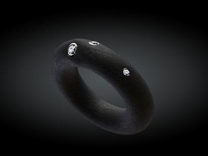 André Ribeiro Ring Kautschuk mit Brillanten 0,15 – Ringe Ring mit Besatz aus Kautschuk, 750 Weißgold und und .