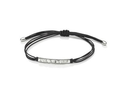Schmuckwerk Alpen Makramee-Armband schwarz Platin mit Brillanten 0,060ct – Armschmuck Armband aus 950 Platin.