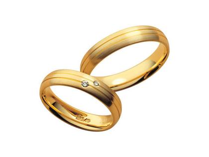 Gerstner Trauring Paar 5 mit Diamanten – Ringe Trauring mit Besatz aus 585 Gelbgold.