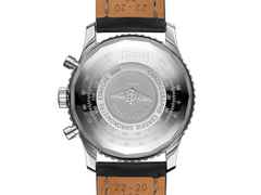Breitling Navitimer 1 Chronograph 41 Edelstahl schwarzes Zifferblatt schwarzes Lederband – Herrenuhren Chronograph aus Edelstahl. Das Gehäuse ist rund und silber. Das Lederarmband ist schwarz. Das Zifferblatt ist ein Index in schwarz. – Ansicht 3