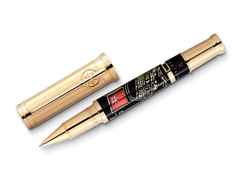 Montblanc Writers Edition                   2023: Robert Louis Stevenson Limited Edition 1883 Rollerball – Schreibgeräte Rollerball in gelbgold und aus Metall und vergoldet.