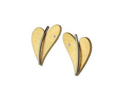 Ernstes Design Set 05 Edelstahl gelbvergoldet Herzohrstecker Brillant – Ohrschmuck Ohrstecker aus Edelstahl und und vergoldet.
