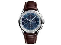 Breitling Premier  Chronograph 42 Edelstahl blau Alligatorband Faltschließe – Herrenuhren Chronograph aus Edelstahl. Das Gehäuse ist rund und silber. Das Lederarmband Kroko / Alligator ist braun. Das Zifferblatt ist ein Index in blau.
