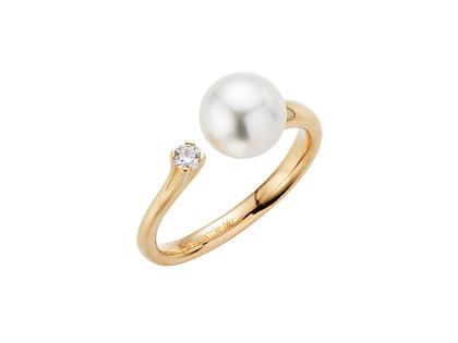 Gellner H2O Damenring Roségold Akoyaperle und Brillant – Ringe Ring mit Besatz aus 750 Rotgold.