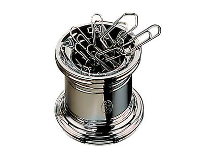 El Casco Klammerspender aus Messing verchromt – Büroaccessoires Klammerspender in silber und aus Messing. – Ansicht 4
