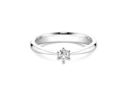 N1 Diamonds Verlobungsring 6er Krappe  Zungenschiene Weißgold 0,15ct 585/- Gold – Ringe Ring mit Besatz aus 585 Weißgold.