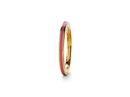 Niessing Setario Line Ring Classic Yellow mit pinker Emaille – Ringe Ring in gelbgold und aus 750 Gelbgold.