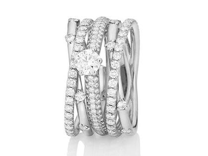 Capolavoro Magnifico Außenring "Jaquet" Weißgold doppelt – Ringe Ring mit Besatz aus 750 Weißgold. – Ansicht 5