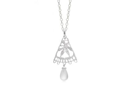 Brigitte Adolph Jewellery Design Mirage Anhänger Silber mit weißer Mondstein-Pampel – Anhänger Anhänger mit Besatz in silber und aus 925 Silber.