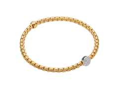 Fope Eka Tiny Armband Gelbgold schmal rund Pavé – Armschmuck Armband aus 750 Gelbgold.